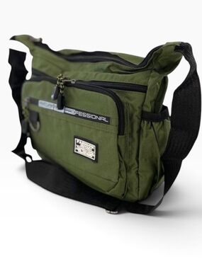 Stay Professional Green Shoulder Bag With Adjustable Strap & Multiple Zipper Com
